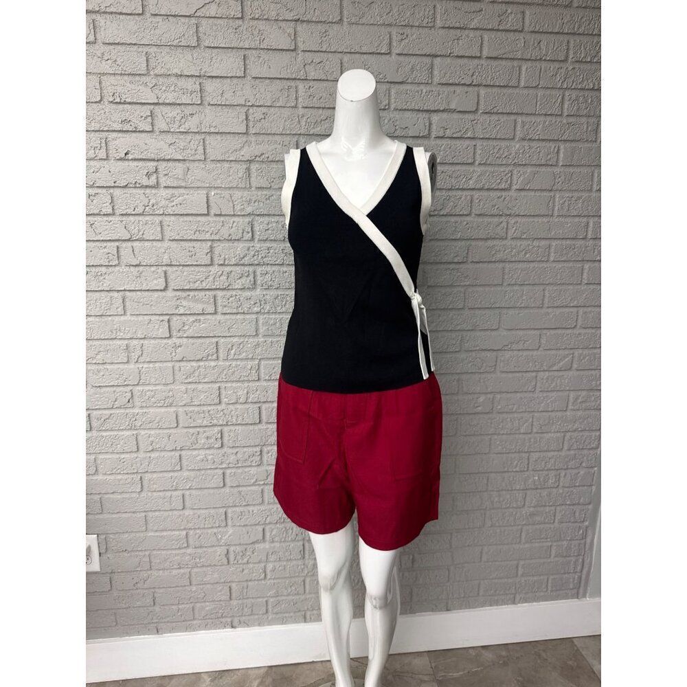 Cable & Gauge Women Black With White Trim Knit Top Size S